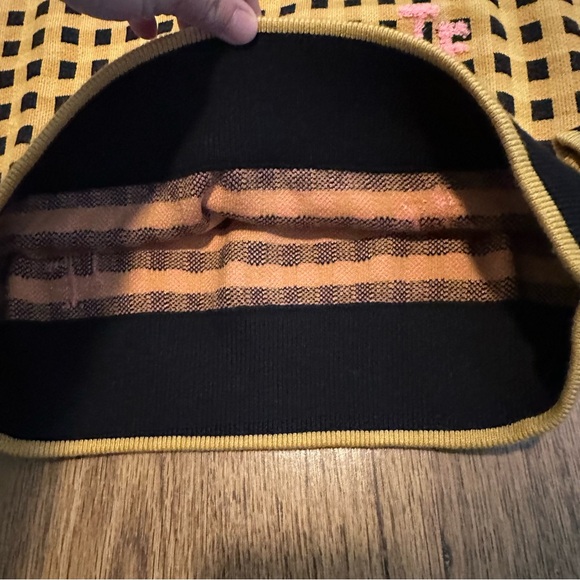 Teddy Fresh yellow Black Checkered knit Sweater size large FLAWS unique collared - Picture 7 of 11